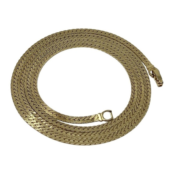 Vintage Monet Gold Plated Herringbone Chain Necklace 29” - Picture 4 of 5